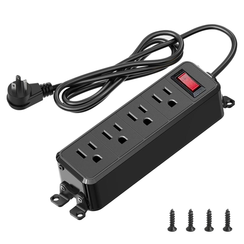 FENJIKRONIX wall mount power strip with 4 outlets for flexible placement behind furniture