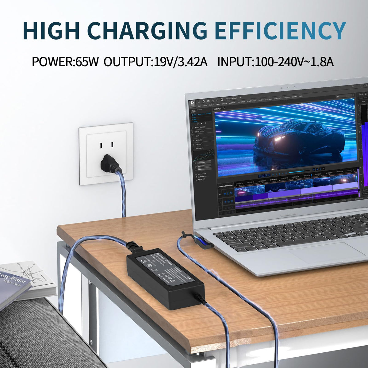 Fepprry plug and printed voltage label ensuring correct 19V output