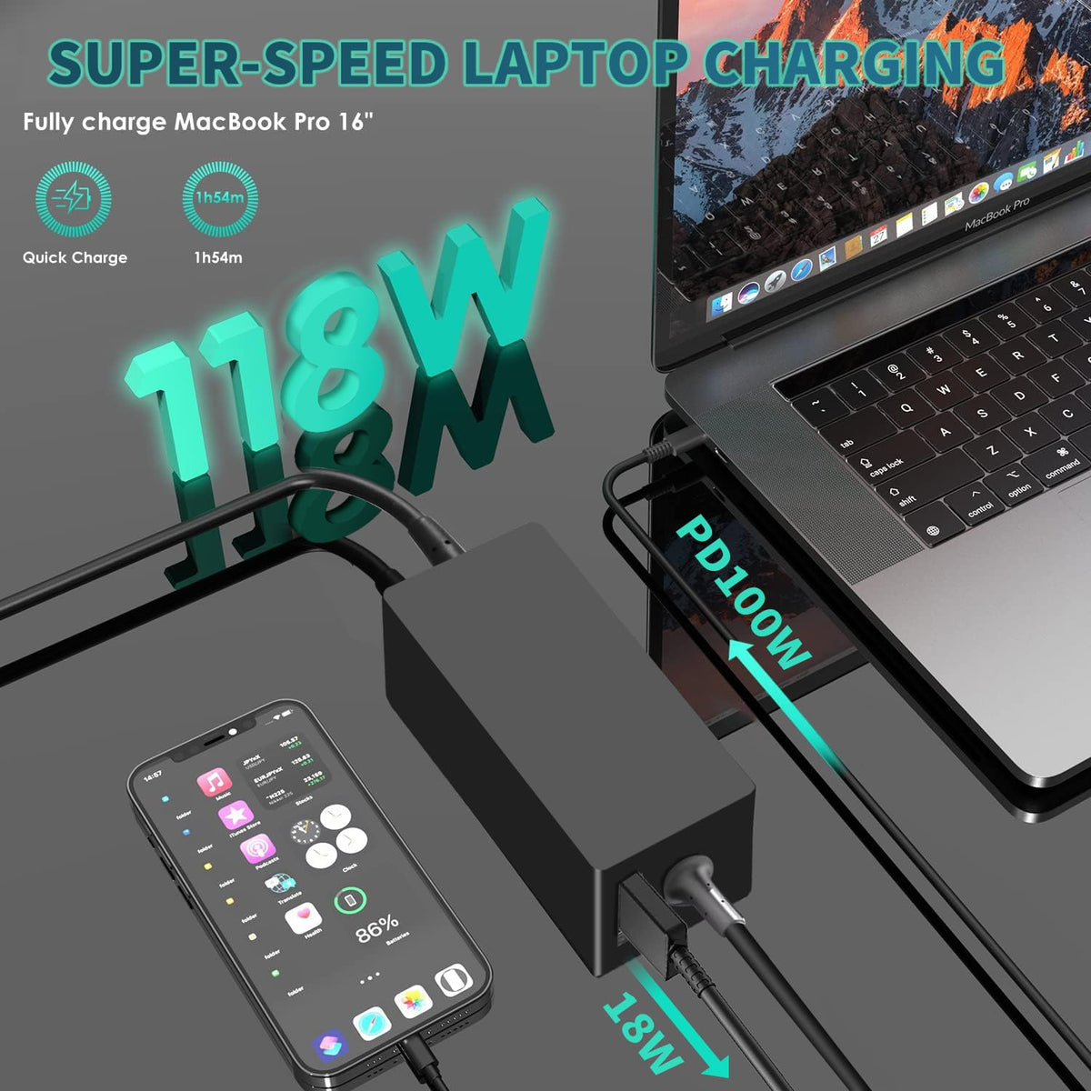 Fepprry side close-up of usb-a and usb-c ports enabling dual-device charging