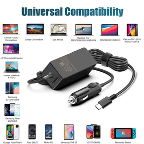 Fepprry with both ports in use charging laptop and phone simultaneously