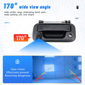 FEXON 170-degree wide view camera improves visibility behind the vehicle.