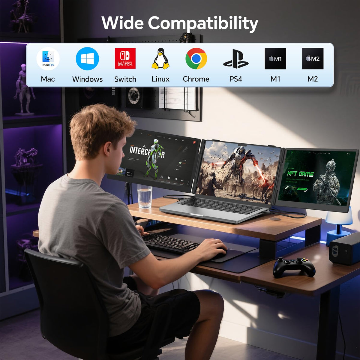 FEZOBR 14-inch IPS display with wide viewing angle for clear visuals.