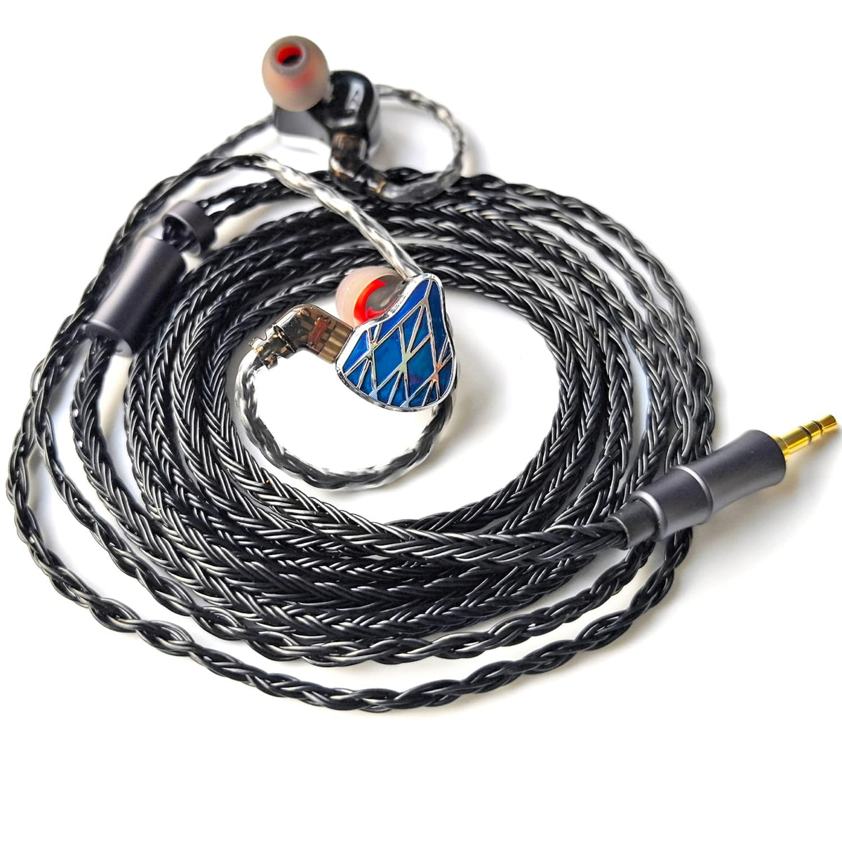 Fezzlo in-ear monitor earbuds with silver-plated cable offering clearer high frequencies