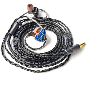 Fezzlo in-ear monitor earbuds with silver-plated cable offering clearer high frequencies