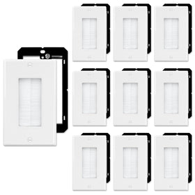 FGB 10-pack brush wall plate with bracket for clean cable management.