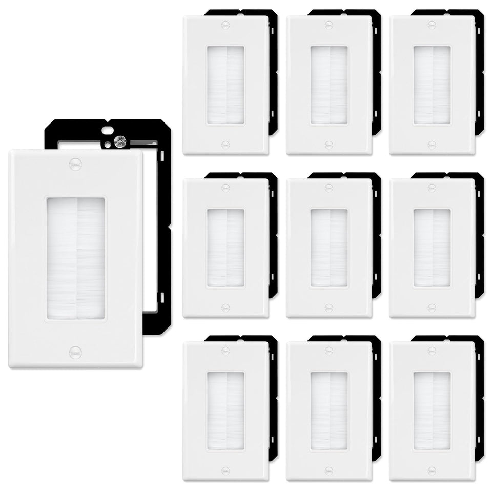 FGB 10-pack brush wall plate with bracket for clean cable management.