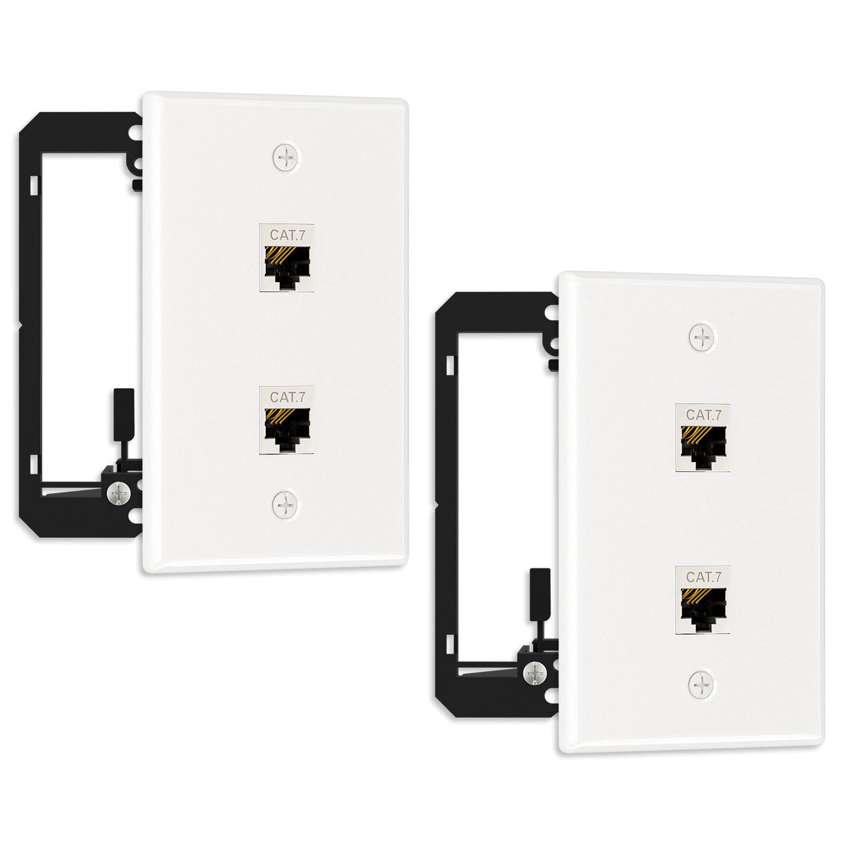 FGB 2-port wall plate front view for a clean, flush wall install