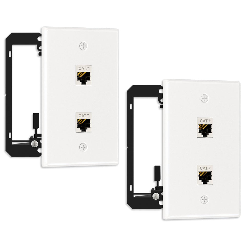FGB 2-port wall plate front view for a clean, flush wall install