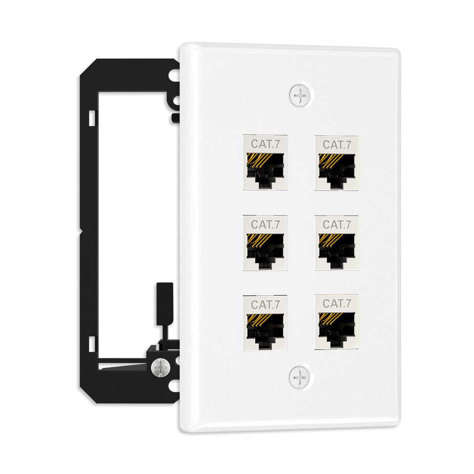 FGB Ethernet wall plate 6-port flush mount for tidy network wiring