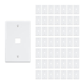 FGB front view of 1-port wall plate showing clean white finish and uniform look