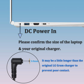 FGIEU LG Gram 65W charger back view with clean, durable housing