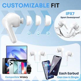 Fhumsh wireless earbuds ENC microphones reduce ambient noise during calls