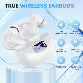 Fhumsh wireless earbuds in case, convenient storage and recharging on the go