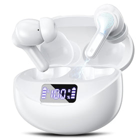 Fhumsh wireless earbuds with LED display shows battery status for quick checks