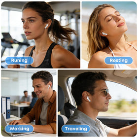 Fhumsh wireless earbuds white close-up reveals premium finish
