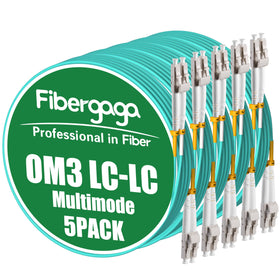 Fibergaga 4m OM3 LC-LC patch cable with yellow LSZH jacket for high-speed networks.
