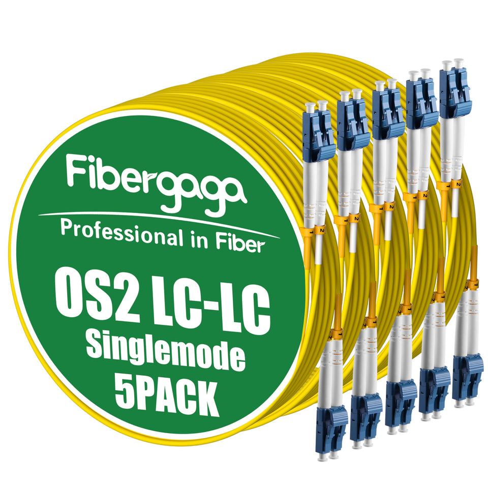 Fibergaga 5Pack LC-LC patch cable with yellow LSZH sheath for easy identification