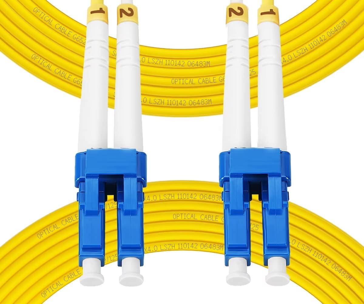 Ribbon view of Fibergaga LC-LC duplex patch cord in a server rack