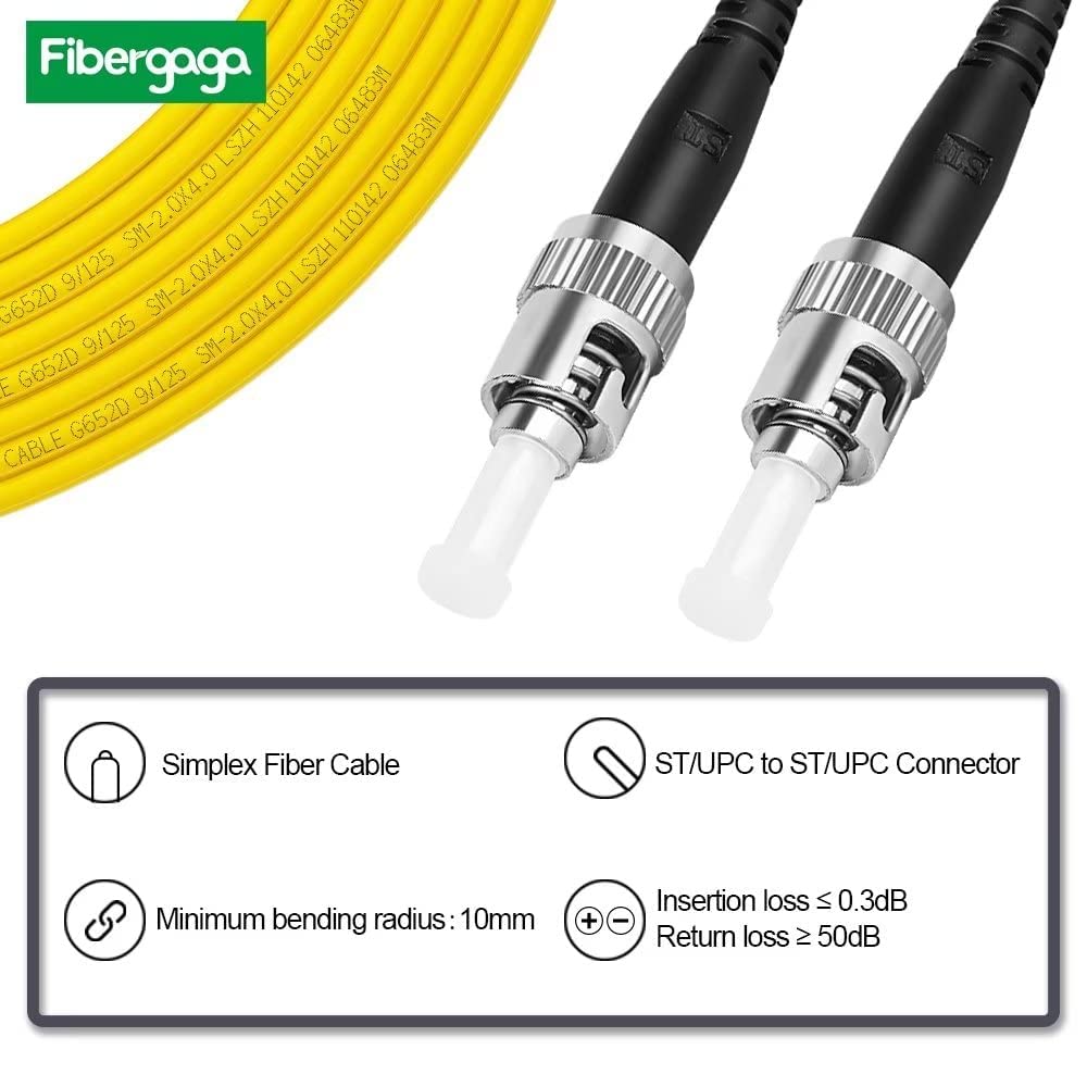 Fibergaga close-up of ST ceramic ferrule connector demonstrating low loss precision