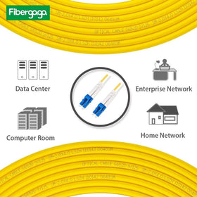 Fibergaga cable plugged into switch demonstrating neat rack connectivity