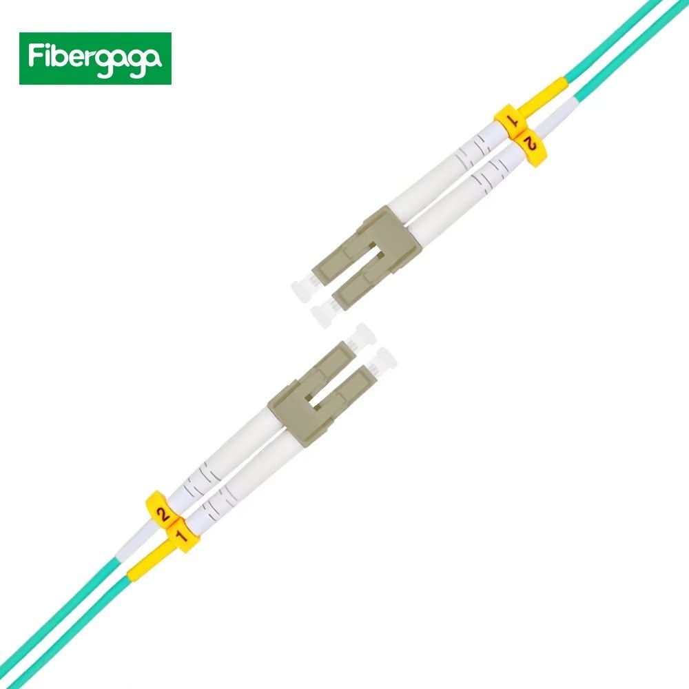 Fibergaga cable plugged into SFP+ ports in a server rack demonstrating tidy, high-speed patching