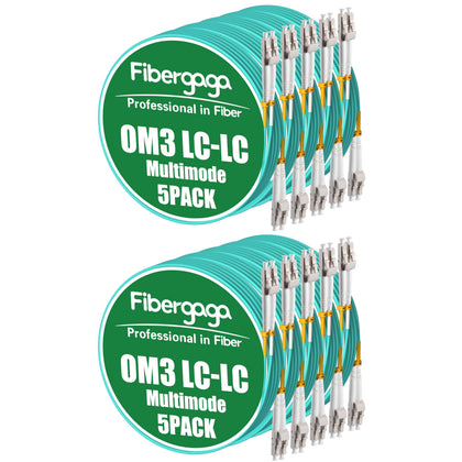 Fibergaga LC-to-LC connectors showing clean mating faces and low loss