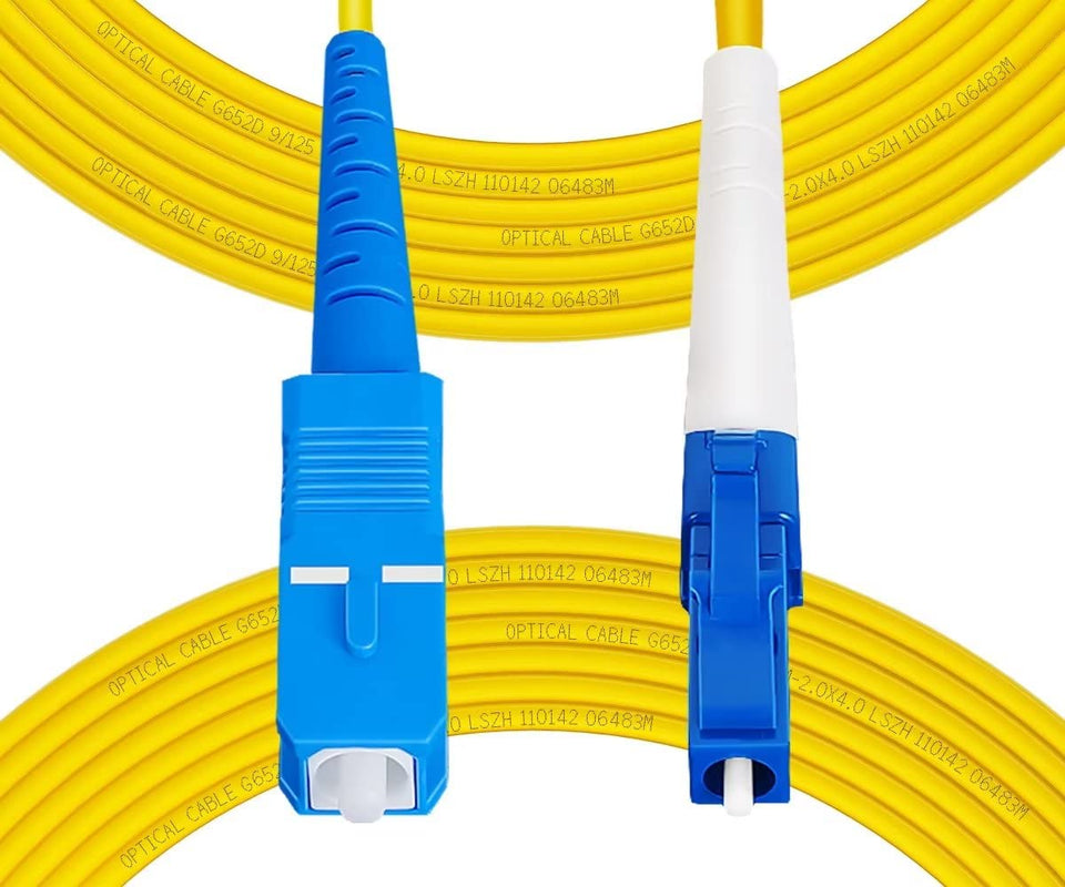 Fibergaga OS2 LC-SC patch cable with yellow jacket for indoor networking