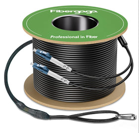 Fibergaga outdoor armored OS2 LC-LC patch cable with pulling eye kit for easier installation
