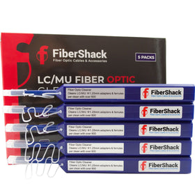 Fibershack 1.25mm LC cleaner pen 5-pack for reliable fiber optic connections.