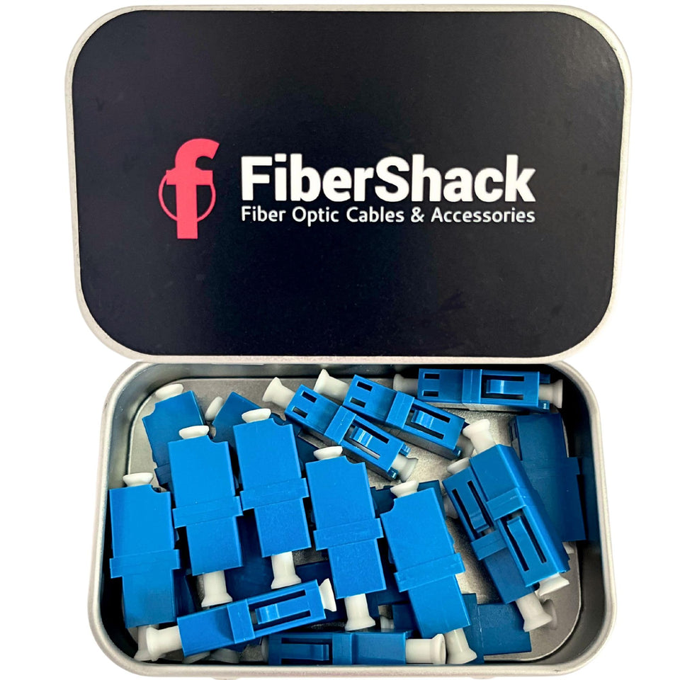Fibershack LC coupler tin 20-pack for organized field installs.
