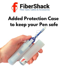 Fibershack LC/UPC endface cleaner in use on a connector.