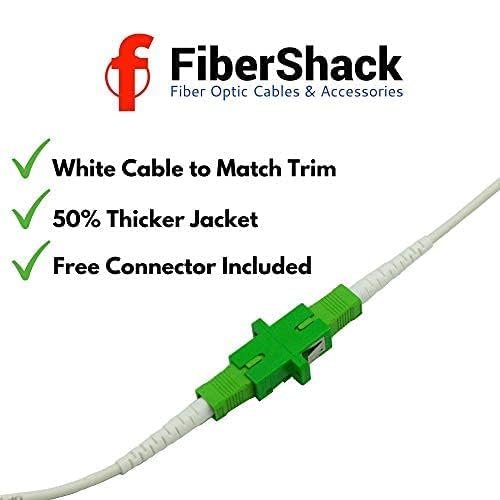 Fibershack white fiber cable close-up showing protective 3mm jacket for durability.
