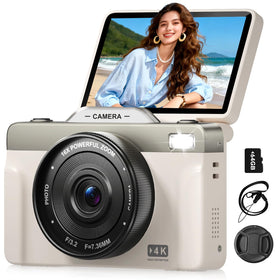 FieGsom front view showing camera body and lens, ideal compact vlogging camera