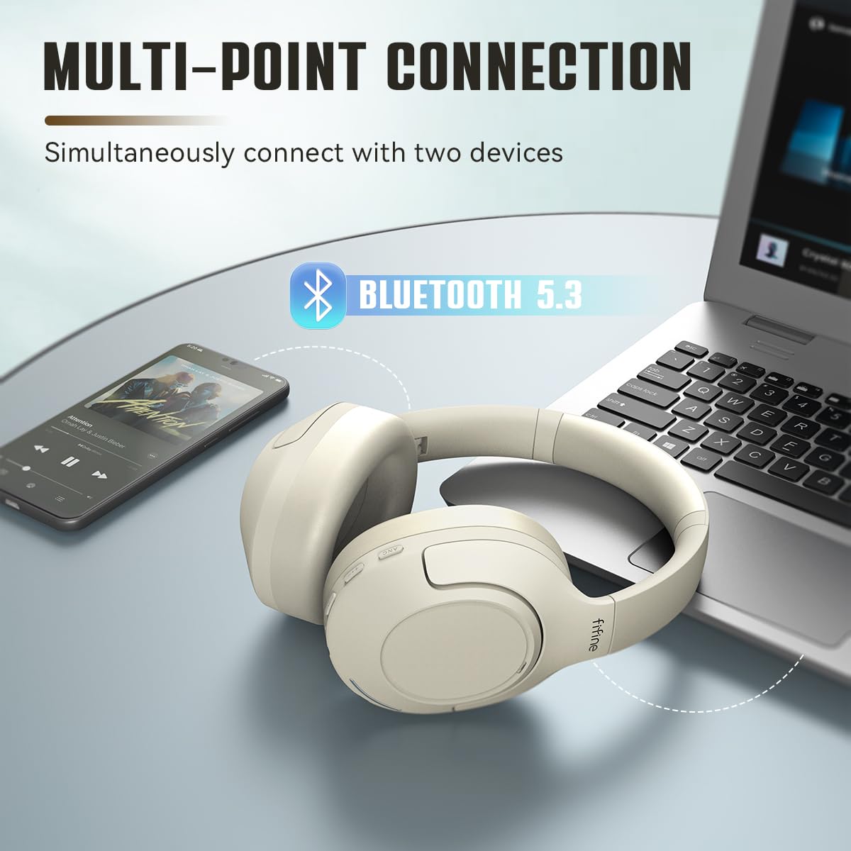 FIFINE X3 on desk in home office showing focus during work with ANC