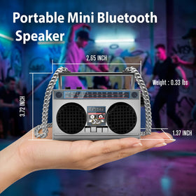 Front view of 50th Anniversary of Hip Hop mini Bluetooth speaker with retro boombox styling