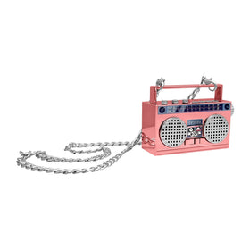50th Anniversary Hip Hop mini boombox neck chain worn for hands-free listening.