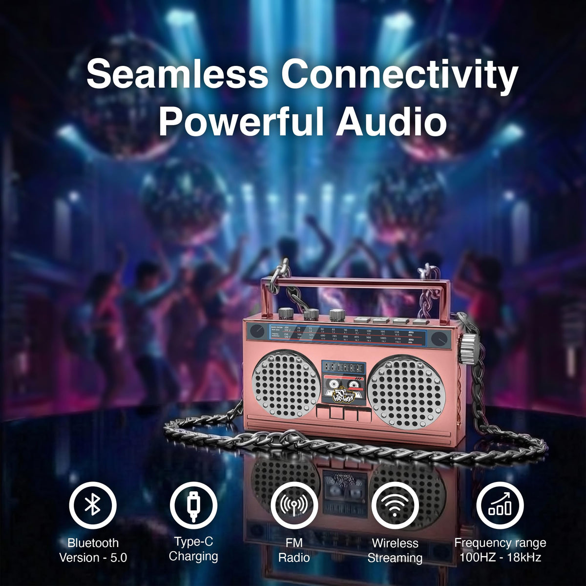 50th Anniversary Hip Hop on-board buttons allow quick playback control.