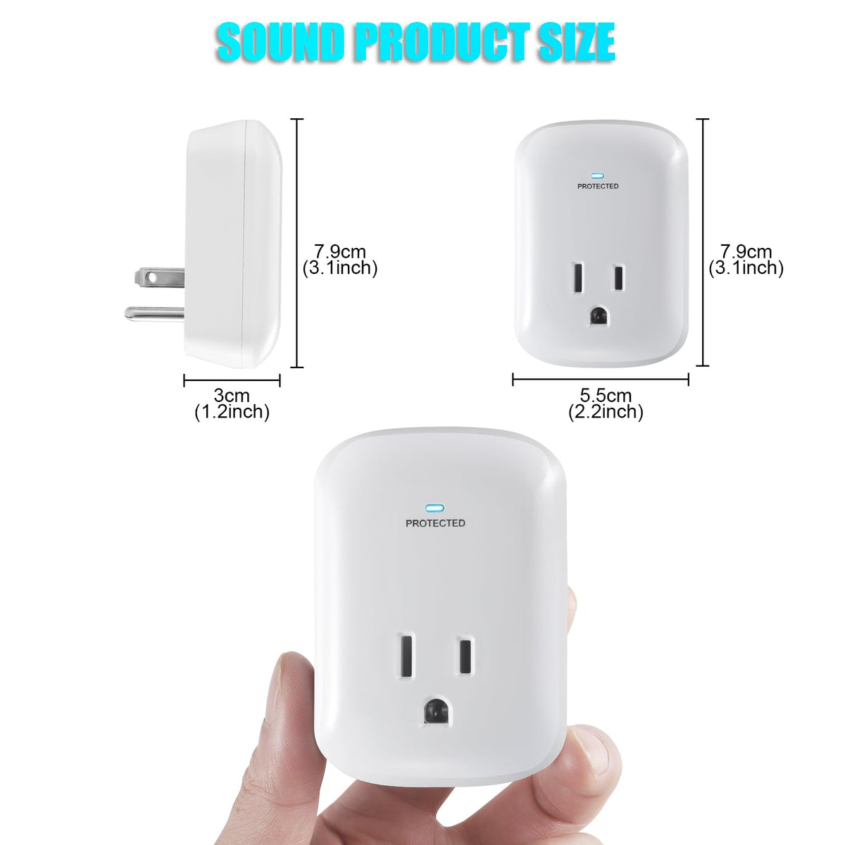 FiiMan plugged into outlet protecting a TV for continuous safety