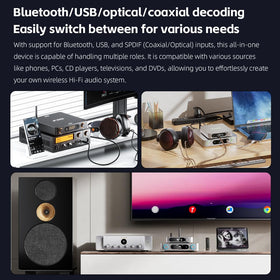 Multiple outputs provide RCA, XLR, Optical and Coaxial connections