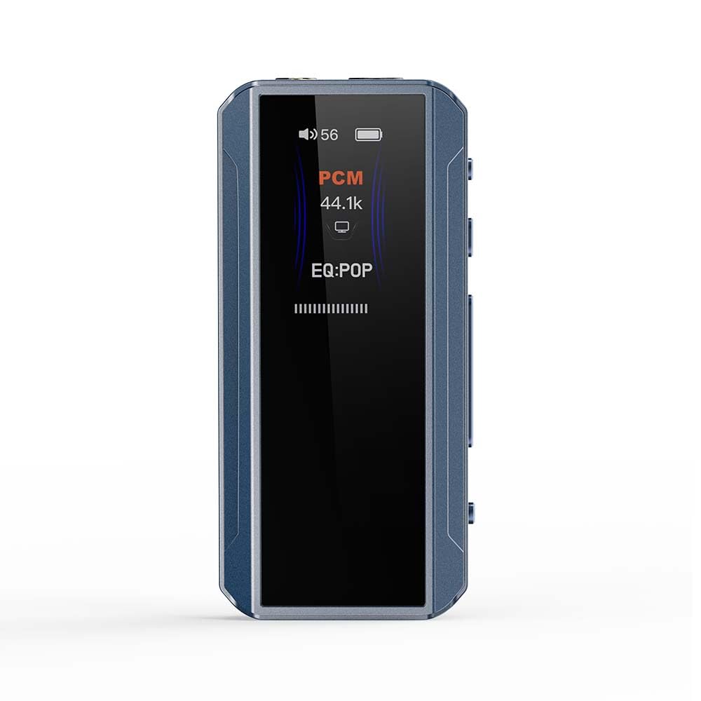 Fiio BTR13 front view blue, compact and portable for on the go listening.