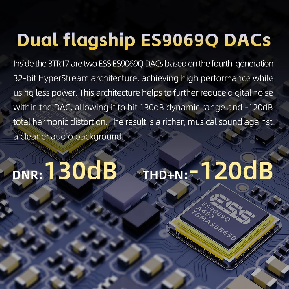 FiiO BTR17 LDAC-capable path for high-fidelity wireless audio.