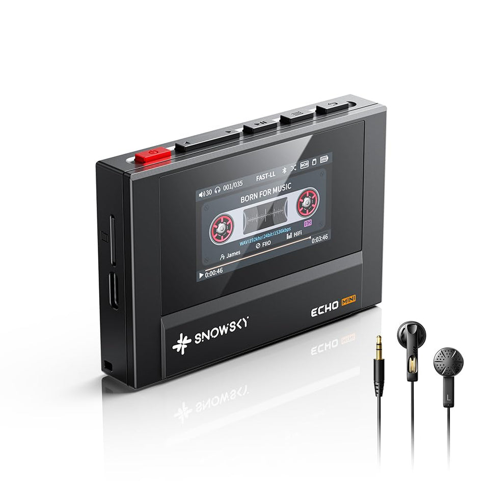 FiiO Echo MINI front view showing retro design and easy control benefits