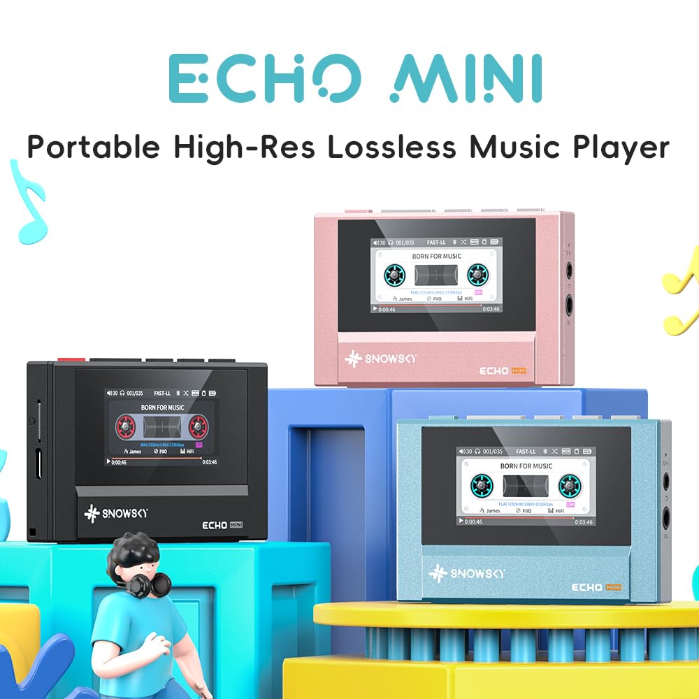 Fiio Echo MINI IPS color screen provides quick library access and navigation.