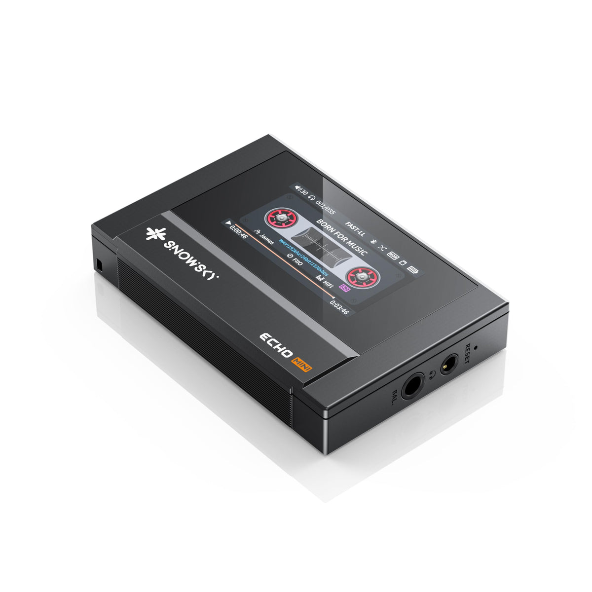 FiiO Echo Mini IPS screen displays vibrant display for easy navigation and quick library access.