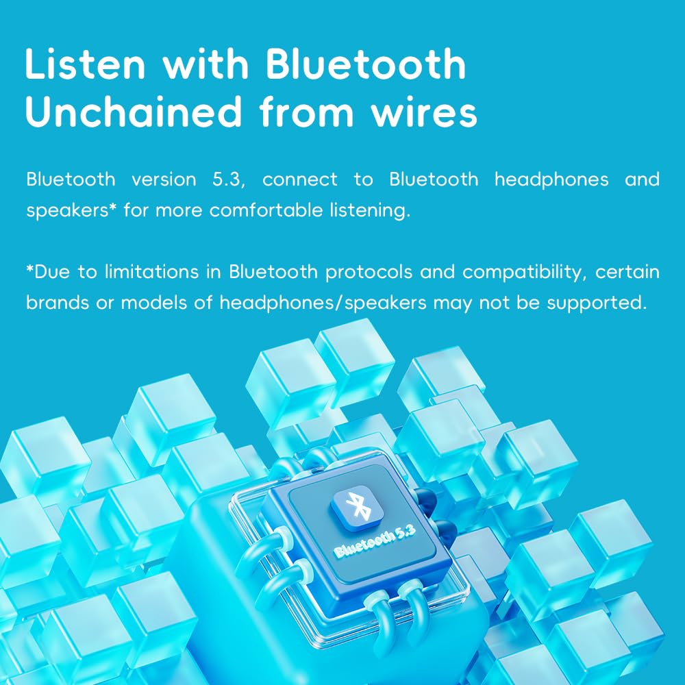 FiiO Echo MINI with earphones in hand illustrating pocketable listening convenience