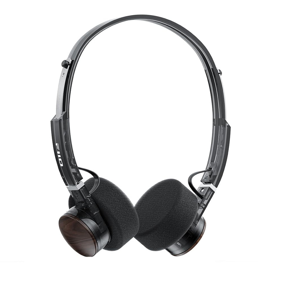 FiiO EH11 front profile in transparent black showing retro design and clarity