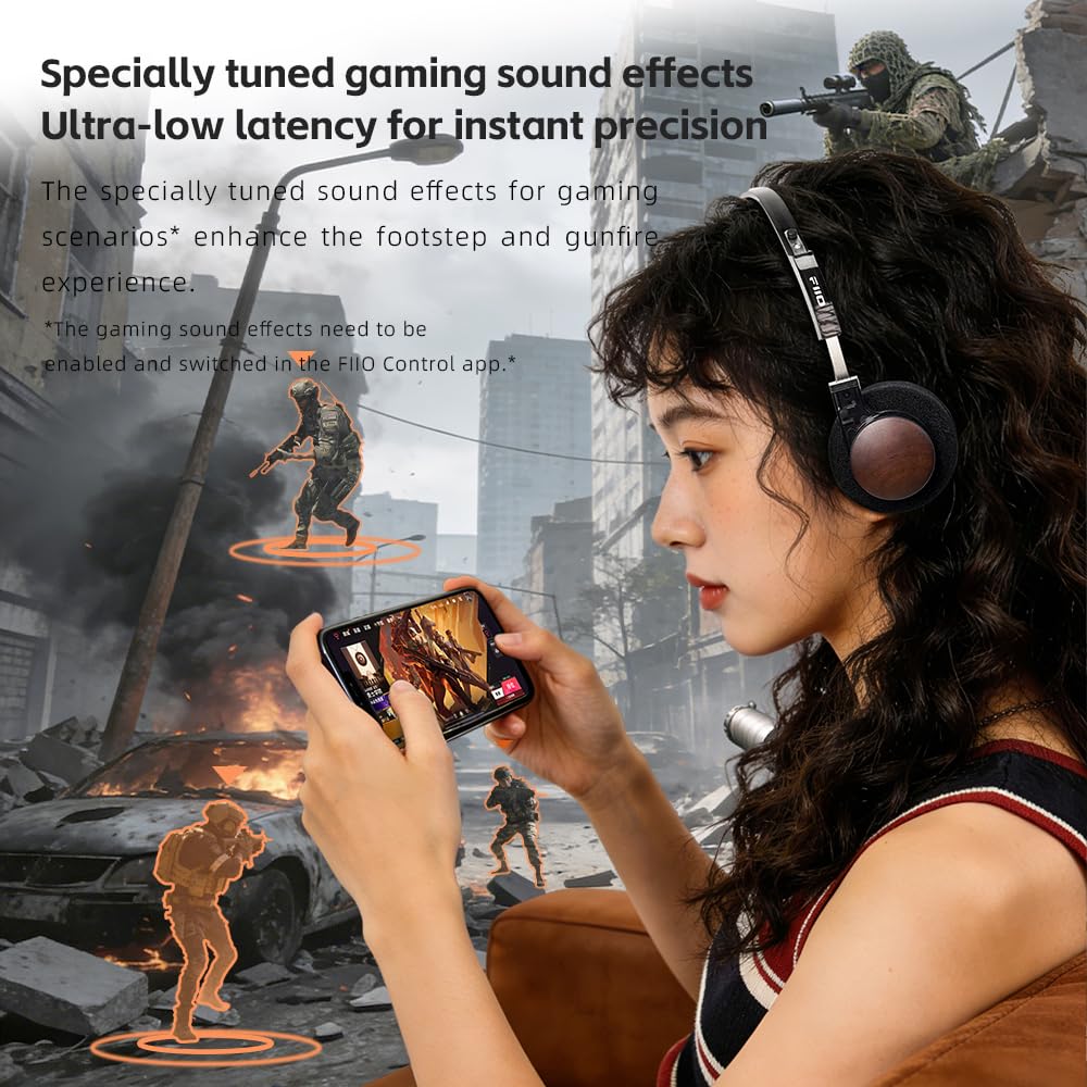 FiiO EH11 gaming mode display on app highlighting positional audio benefit