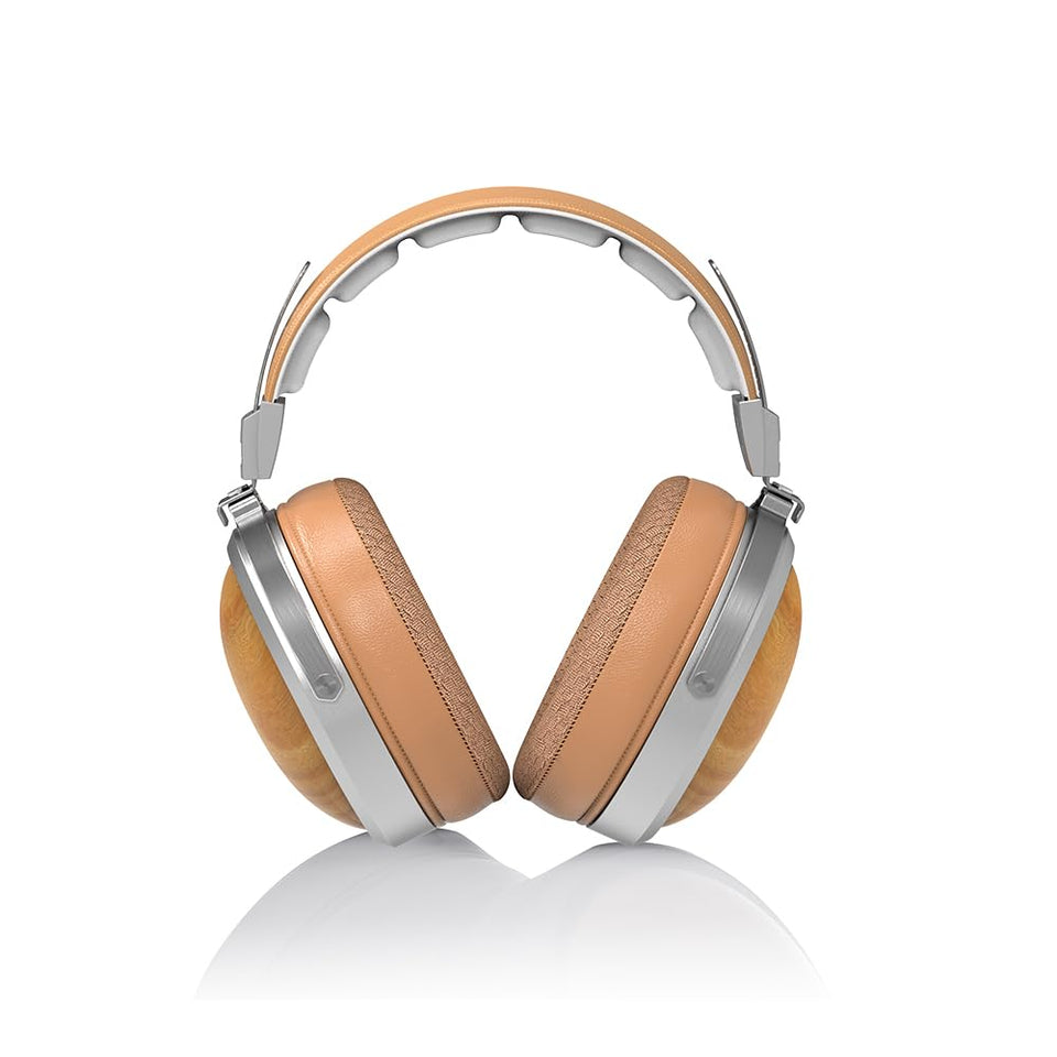 FiiO FT1 close-up on black walnut cups highlighting warm texture for immersive listening
