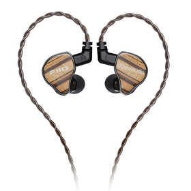 FiiO JH13 front view showing zebra wood faceplate and premium finish benefit clarity