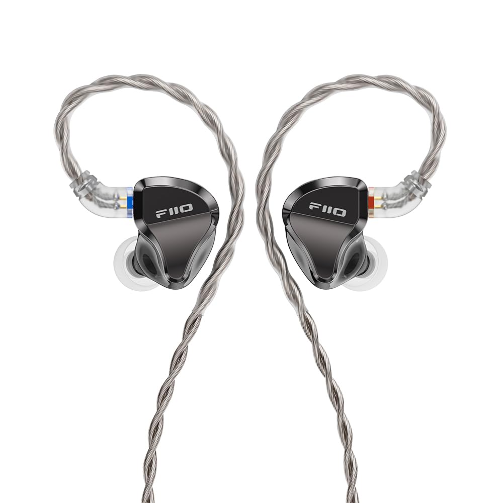 FiiO JH5 front view showing earphone face and finish, highlighting premium build